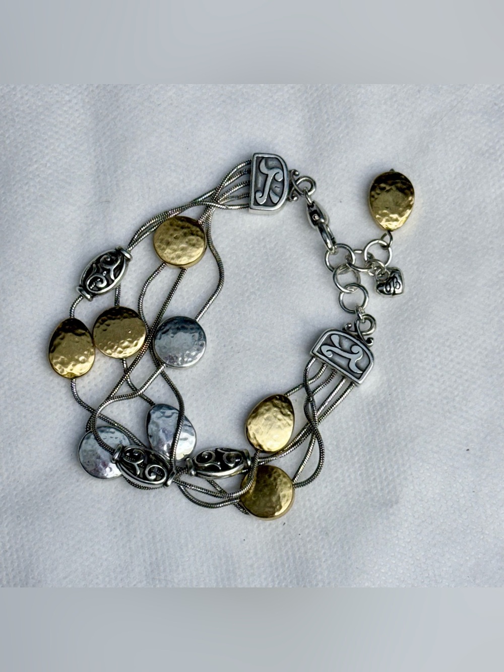 Brighton Mediterranean Five Strand Chain Bracelet Gold /Silver Hammered
